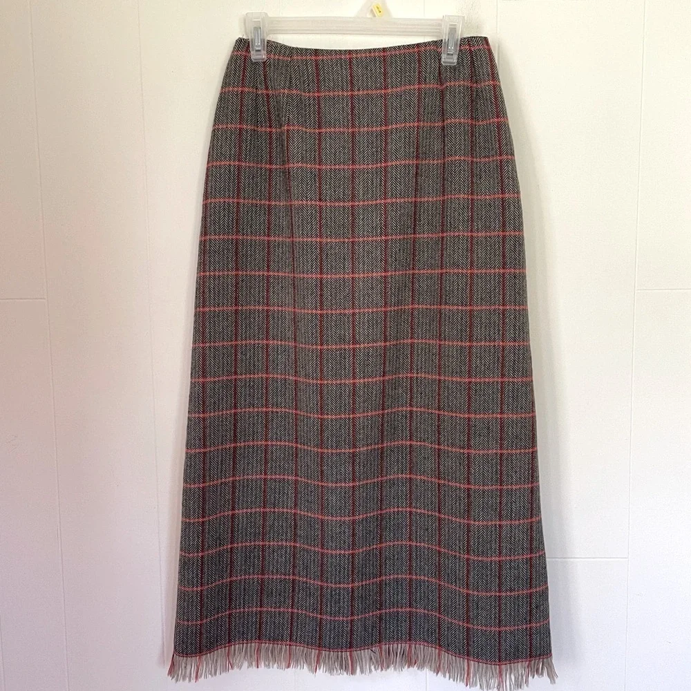 Harve Benard Sport Wool Maxi Skirt ~ Fringe Detail ~ Women’s Size 12 - Picture 1 of 11